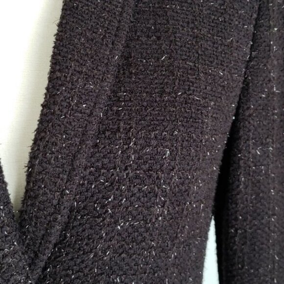 St John Vintage Brown Knit Belted Blazer Jacket with Furry Removable Collar - Picture 5 of 7